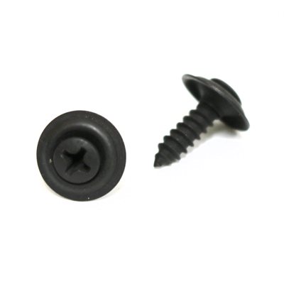 Phillips Oval Head Sems Tapping Screws w/ Countersunk Washer #8 x 5/8" w/ #6 Head Black