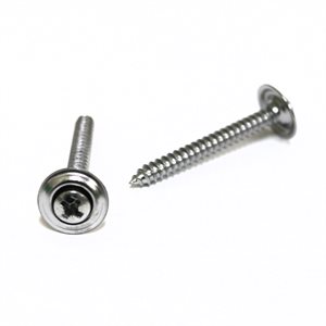 Phillips Oval Head Sems Tapping Screw w/ Countersunk Washer #8 x 1 1/2" w/ #6 Head Chrome
