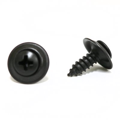 Phillips Oval Head Sems Tapping Screw w/ Countersunk Washer #10 x 5/8" w/ #8 Head Black