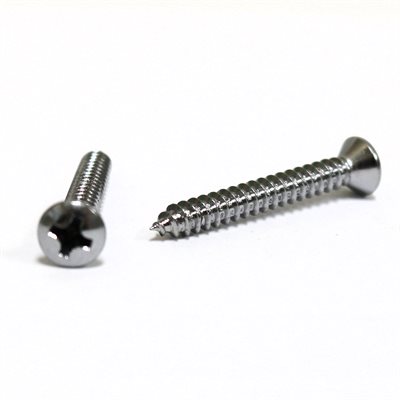 Phillips Oval Head Tapping Screw #8 x 1 1/4" Chrome