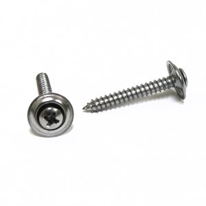 Phillips Oval Head Sems Tapping Screws w/ Countersunk Washer #8 x 1 1/4" Chrome