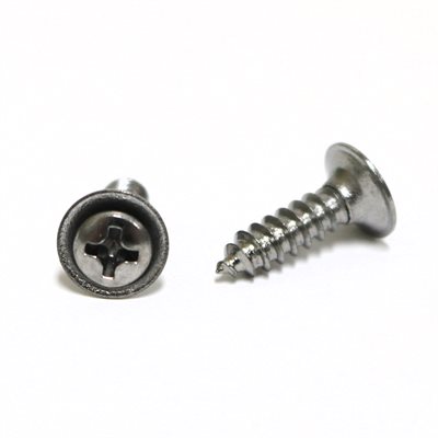 Phillips Oval Head Sems Tapping Screws w/ Flush Washers #8 x 5/8" Chrome